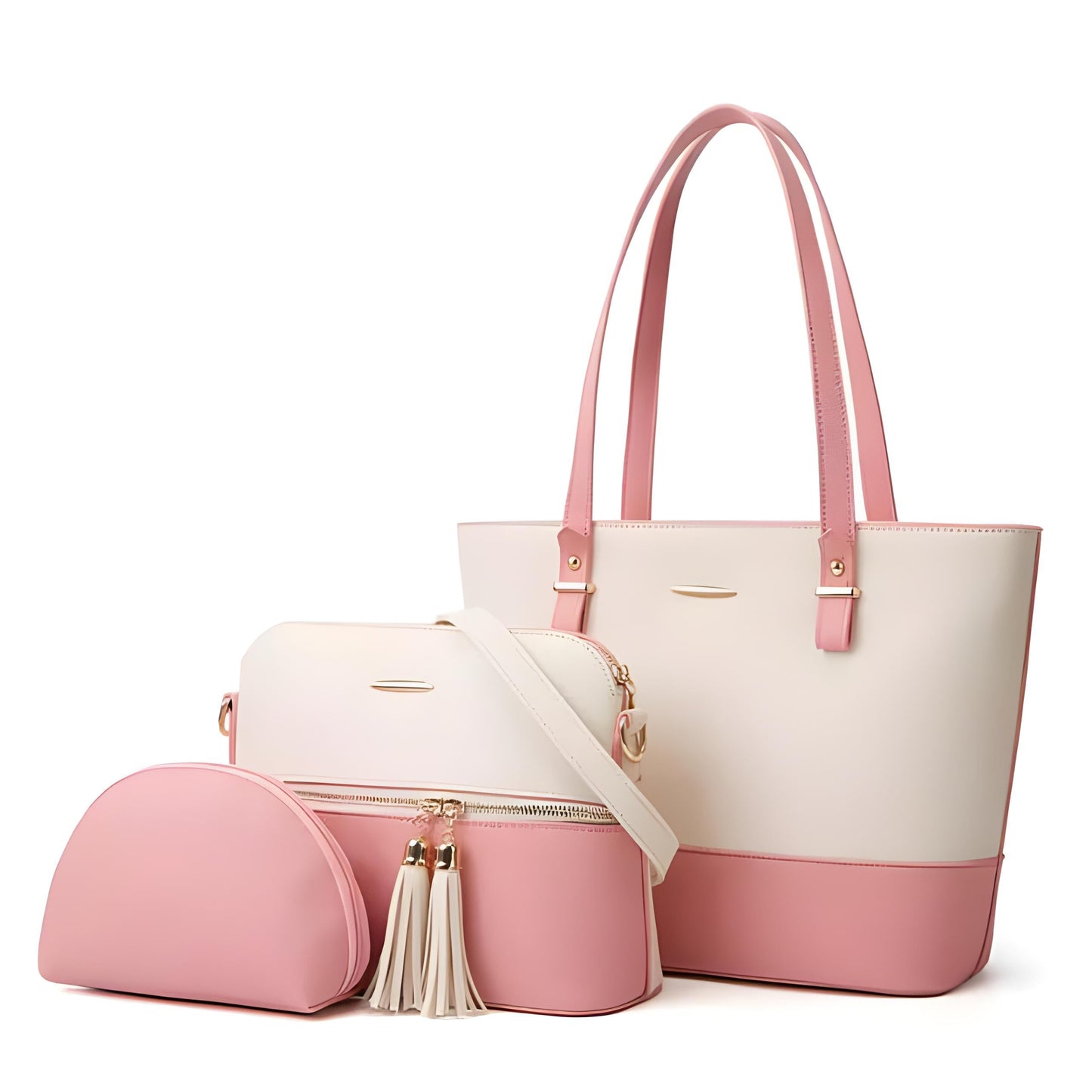 🌟ZA 3 IN 1 WHITE - PINK Handbags