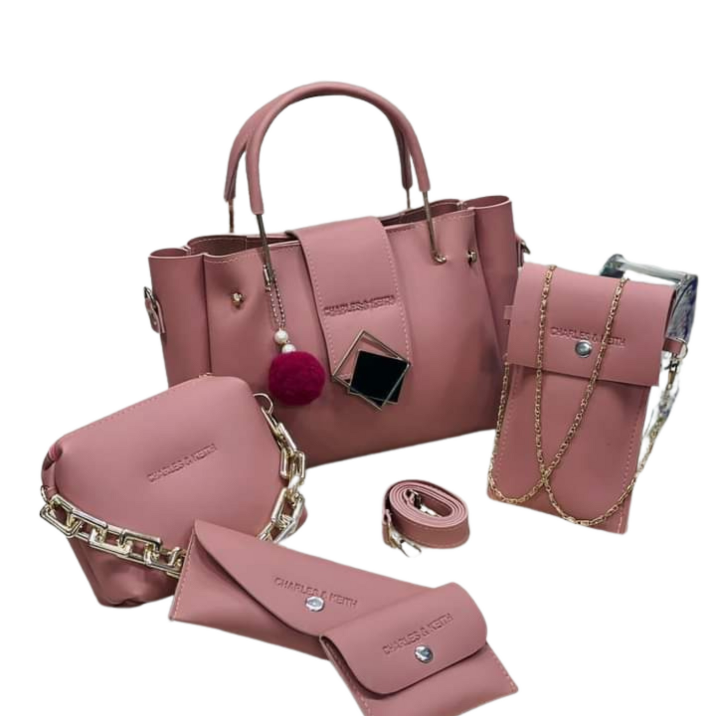 🌟 Royal Star (Pink) – 5-in-1 Handbag Set