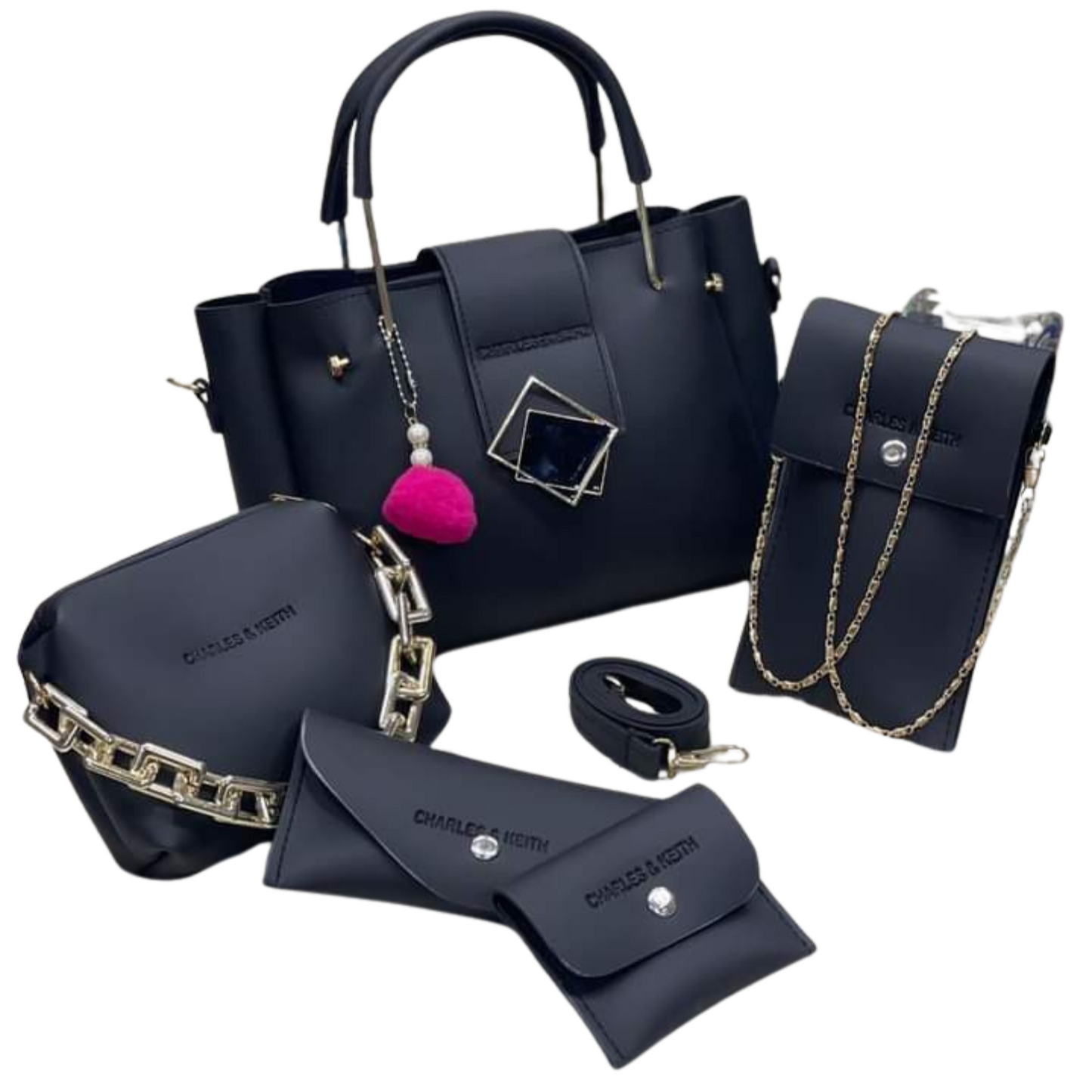 🌟 Royal Star (Black) – 5-in-1 Handbag Set
