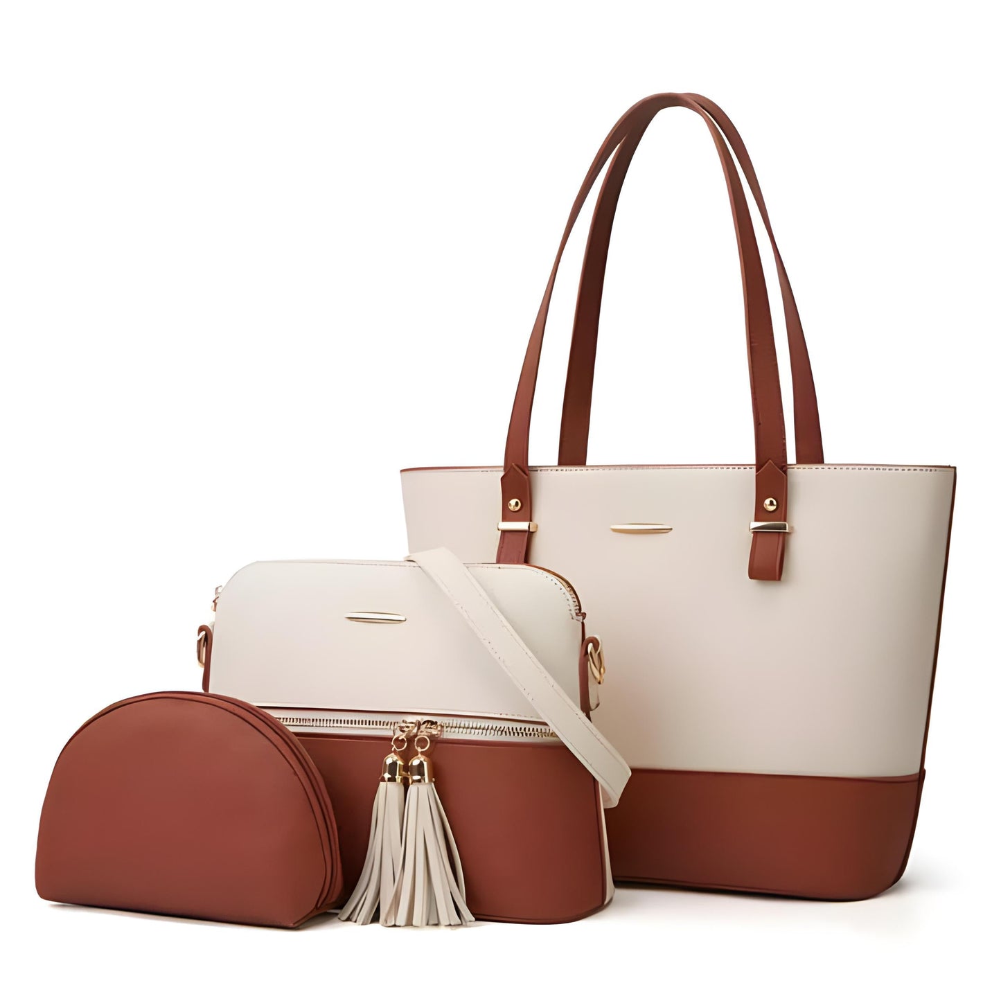 🌟ZA 3 IN 1 WHITE - Camel  Handbags
